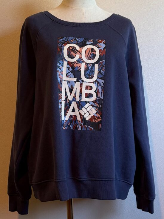 Columbia Tops - Columbia Graphic Logo Crewneck Sweatshirt XL Blue White GUC